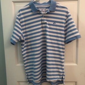 Southern Tide Classic Fit short sleeve pullover blue/white striped Large